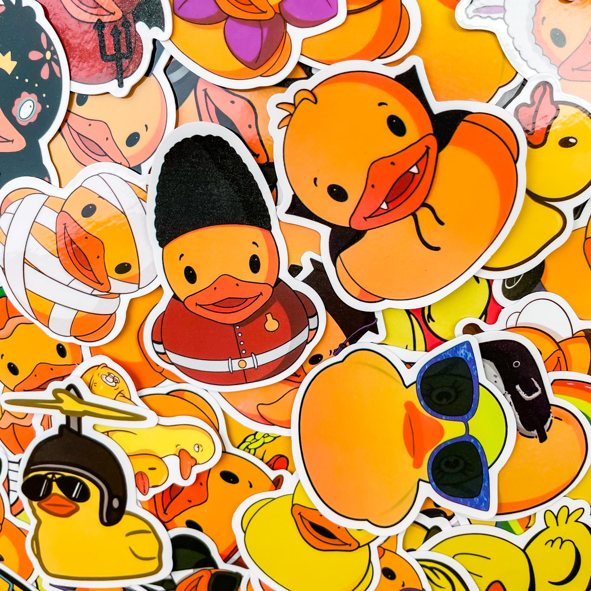 50pcs Waterproof Rubber Duck Sticker Pack, Funny Cute Duck Stickers for ...