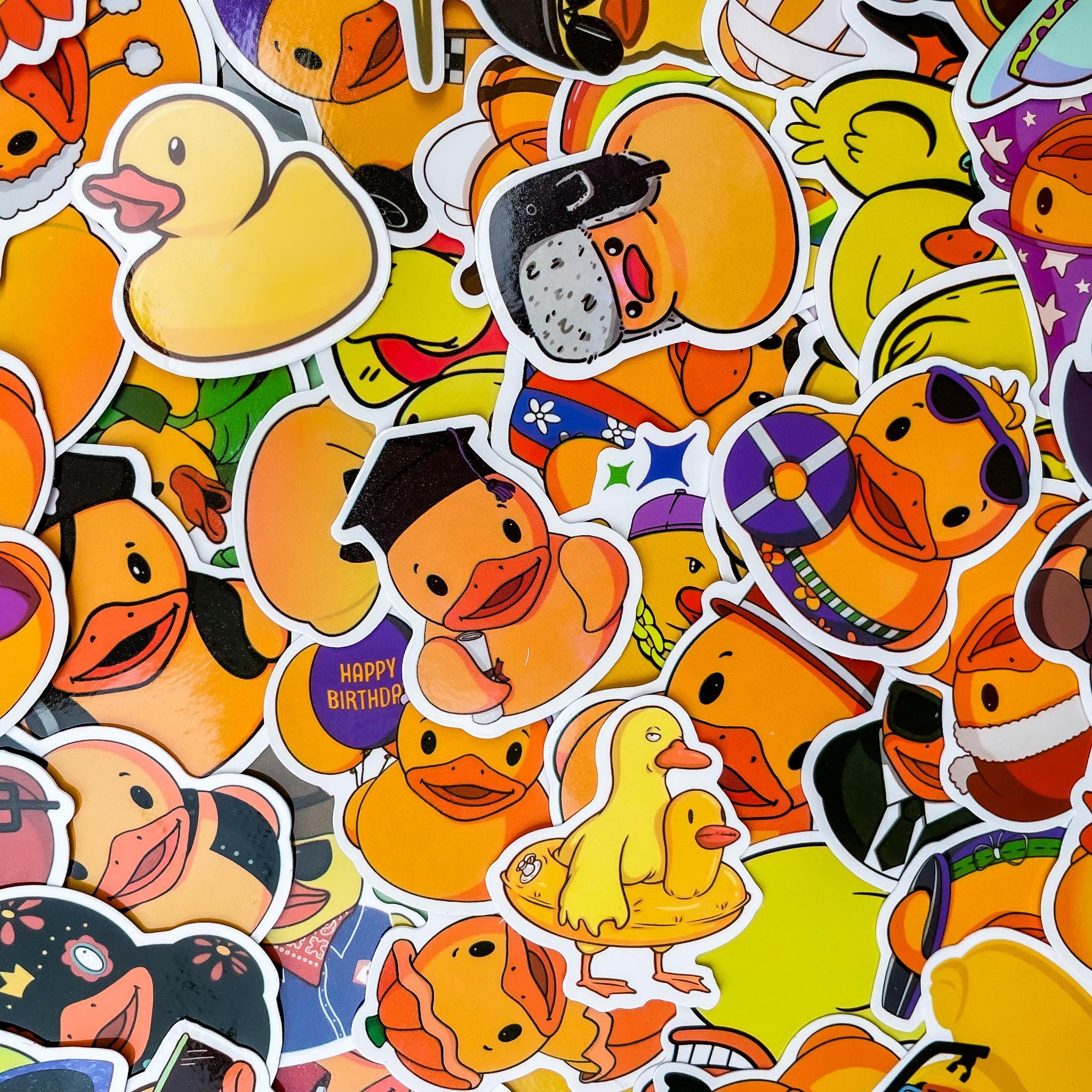 50pcs Waterproof Rubber Duck Sticker Pack, Funny Cute Duck Stickers for ...