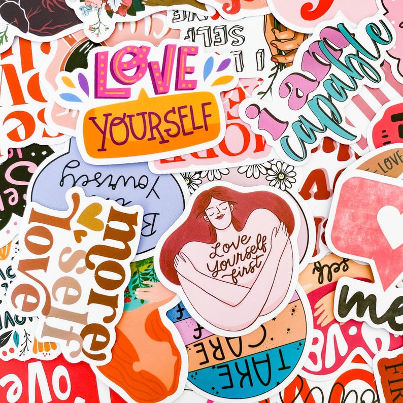 50pcs Self Love & Self Care Sticker Pack, Positivity Stickers, Floral ...