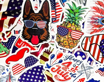 100 STÜCKE USA Unabhängigkeitstag Aufkleberpaket, Graffiti-Aufkleber der amerikanischen Flagge, Freiheitsstatue Aufkleber für Wasserflasche, Gitarre