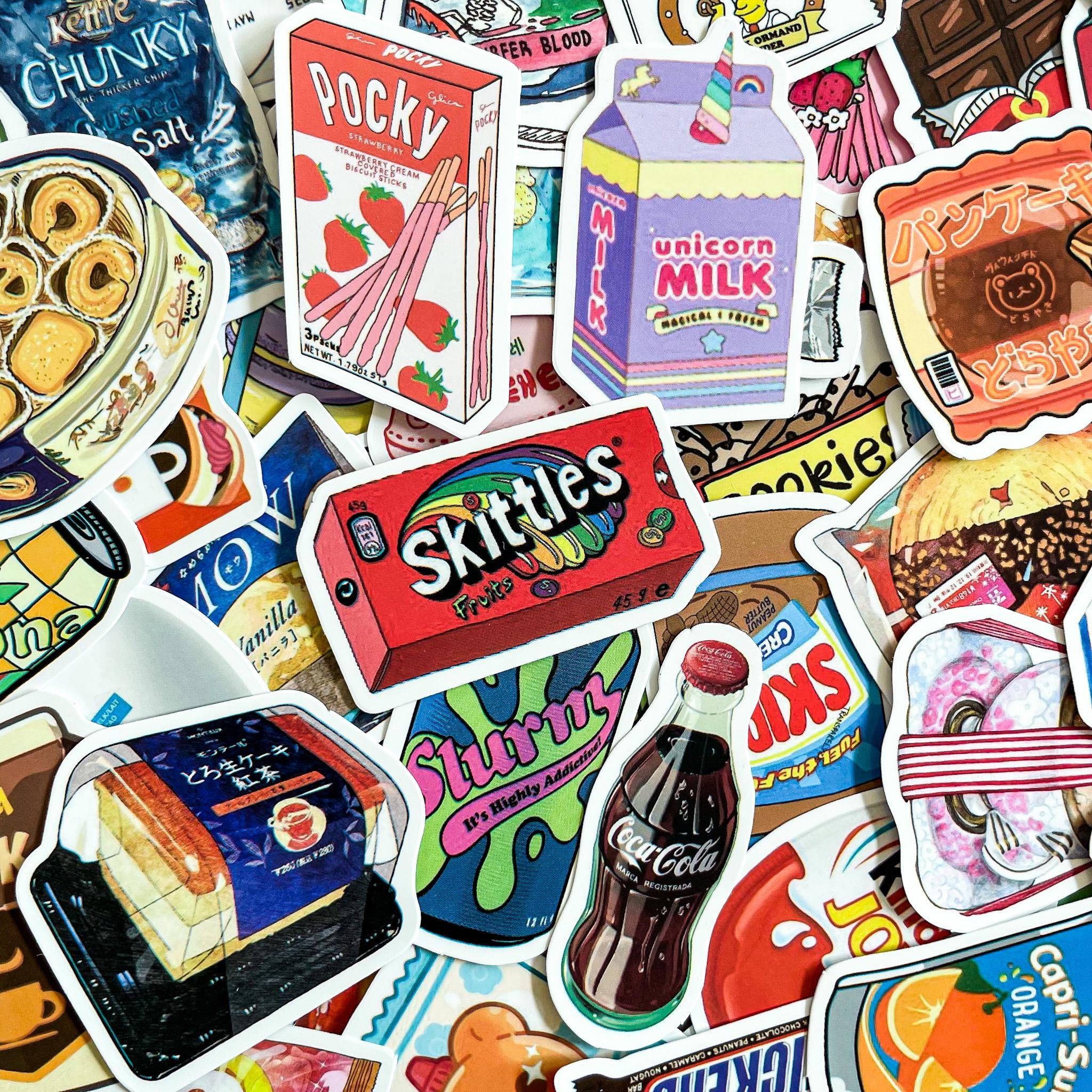 50pcs Fun Food and Drink Stickers Pack, Waterproof Snack Stickers ...