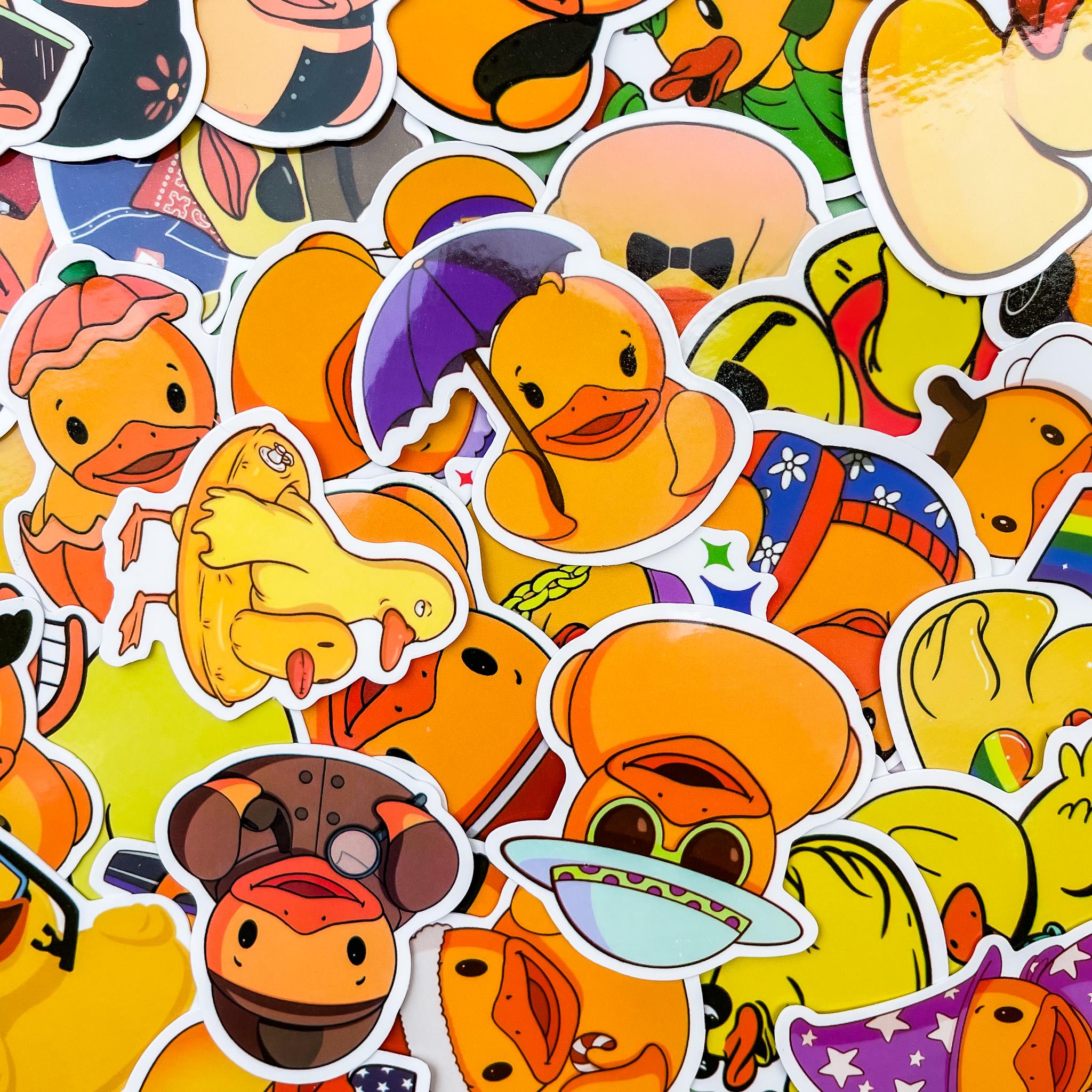 50pcs Waterproof Rubber Duck Sticker Pack, Funny Cute Duck Stickers for ...