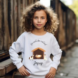 Christmas Manger Scene Kids Sweatshirt, Nativity Scene Child Jumper, Holiday Pullover for Boys and Girls, Religious Christmas Youth Sweater,