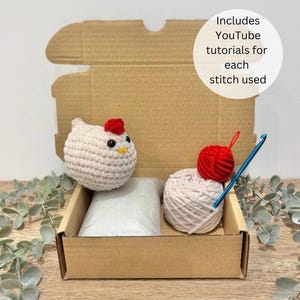 DIY Amigurumi Chicken Crochet Kit - Beginner Friendly easy handmade Crochet Craft Project