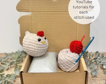 Kit de crochet poulet amigurumi à faire soi-même - Projet de crochet facile et idéal pour les débutants