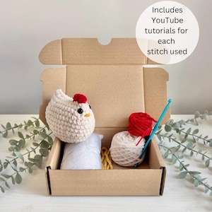 DIY Amigurumi Chicken Crochet Kit - Beginner Friendly easy handmade Crochet Craft Project
