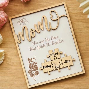 Custom Mother&#39;s Day Puzzle Sign, You Are the Piece That Holds Us Together, Gift from Kids, Mother&#39;s Day Gift, Mother&#39;s Day Jigsaw Plaque.