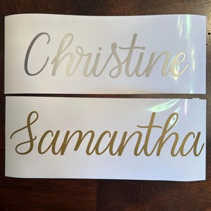 Gold Custom Name Stickers, Gift Box Sticker, Vinyl Name For Glass, Water Bottle Decal, Wedding, Bridesmaid, Maid Of Honor