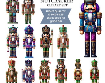 Christmas Nutcracker Clipart: Festive Jewel Designs (Digital Download)