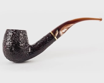 Pipa Savinelli Roma Lucide 602 Billiard curva, Rusticata scura | New - From the shop!