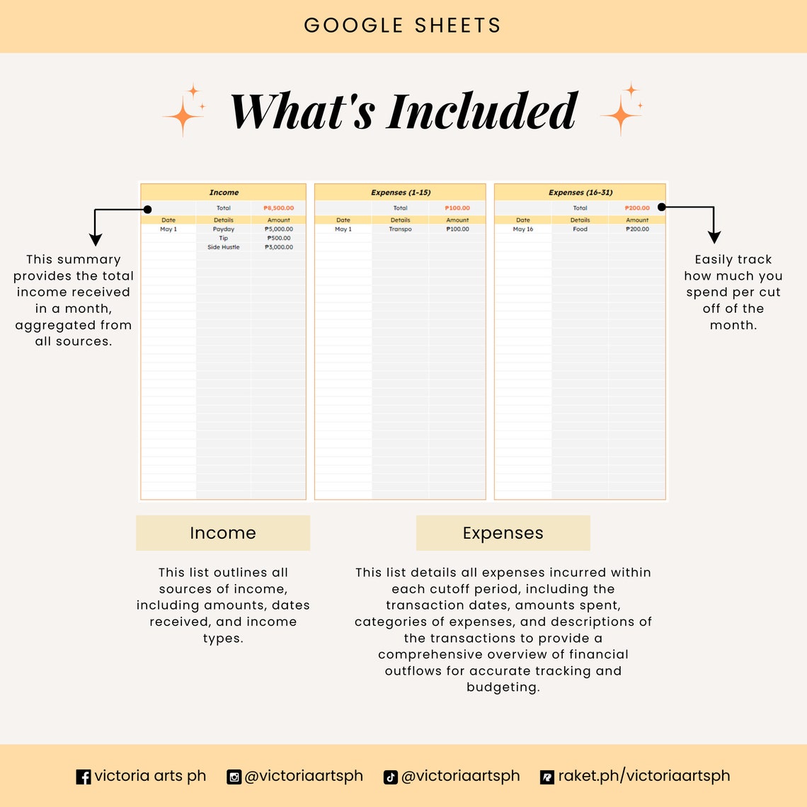 Monthly Budget Tracker Simple to Use Track Your Money Income & Expenses ...