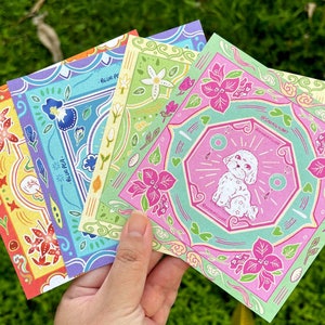 Conjunto de estampas de cachorro Peranakan e estampas florais do sudeste asiático