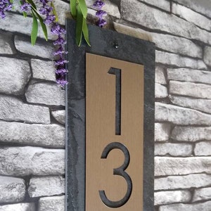 MID CENTURY Modern House Numbers, Vertical Home Address Plaque image 2