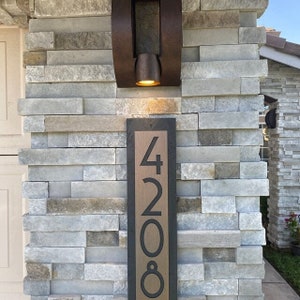 Modern House Numbers, Vertical Address Plaque, Personalized House Warming Gift