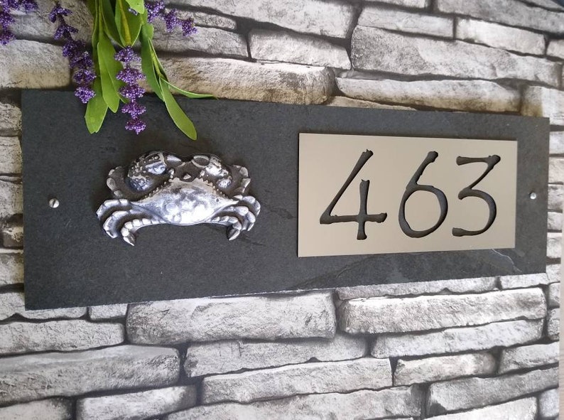 Sea Crab Home Address Plaque Coastal House Numbers Beach Etsy