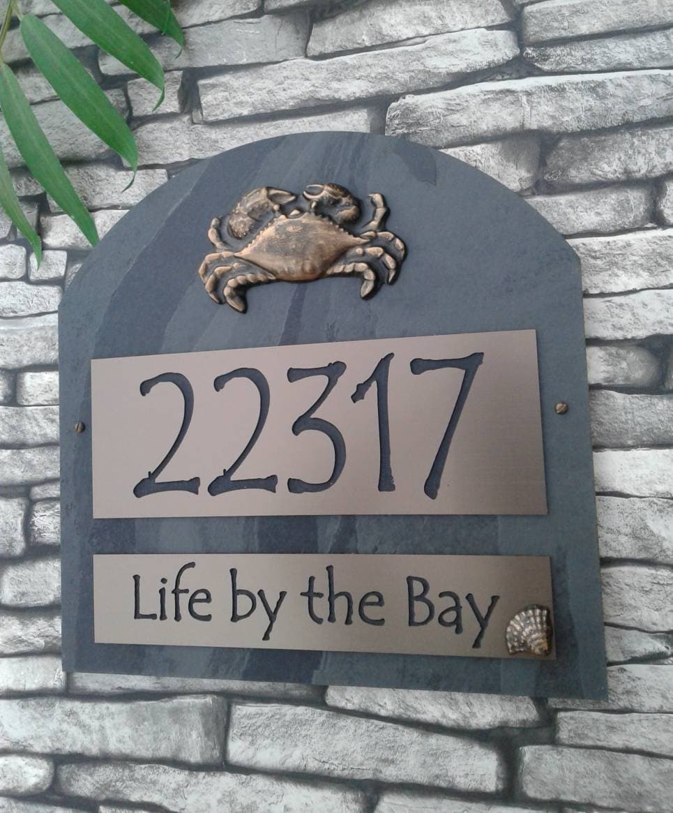 Address Plaque Beach House Numbers sign sea crab Etsy