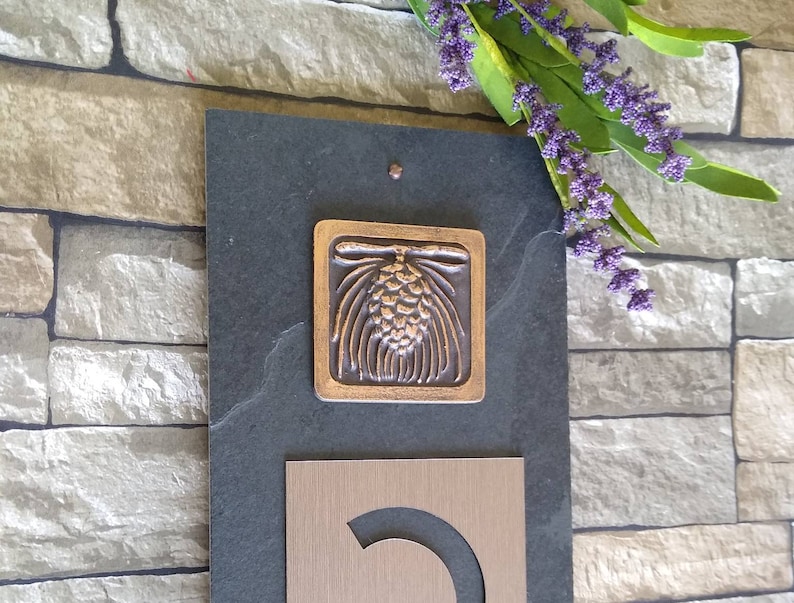 Rustic Craftsman HOUSE NUMBERS Vertical Pinecone Home Address Etsy