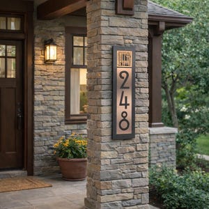 Frank Loyd Wright inspired Craftsman Home Address Plaque, Customized House Numbers