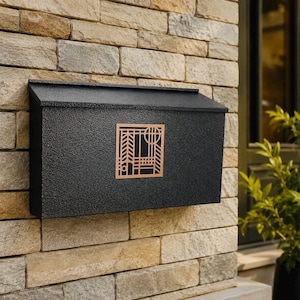 Frank Loyd Wright, Craftsman Bungalow,  Large Mailbox, Hammered Bronze or Black