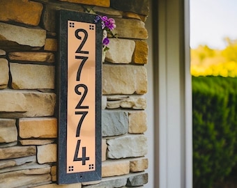 Home, Condo, Apartment  Address Sign, Hill House Mission Style Address Plaque, House Numbers, Copper, Platinum or Bronze