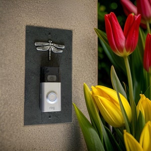 Craftsman Dragonfly, Video Doorbell Slate Mounting Plate, Choice of colors, 12” x 6”