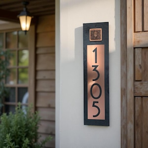 Rustic Craftsman HOUSE NUMBERS, Vertical Pinecone Home Address Plaque