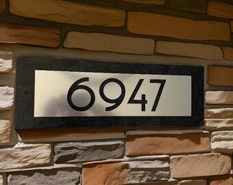 Modern Home Address Sign, Customized House Numbers, Platinum, Bronze or Copper