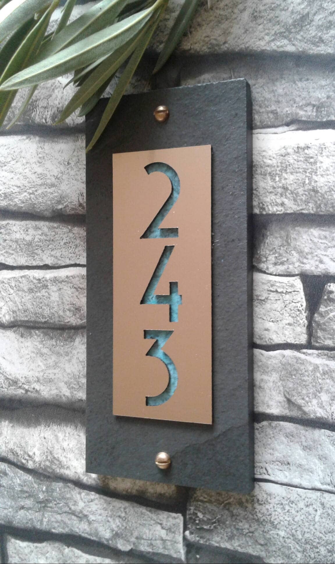 Piedmont Column Vertical Address Plaque House Sign Numbers wall Custom