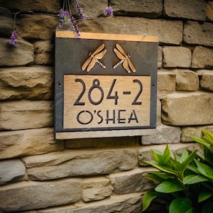 CRAFTSMAN House Numbers, Personalized Dragonfly Address Plaque