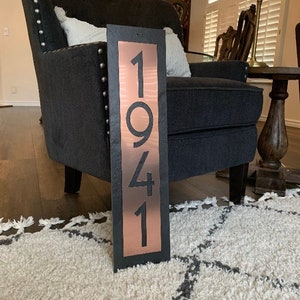 Modern Craftsman House Numbers, Copper, Bronze or Platinum,  Vertical Address Plaque