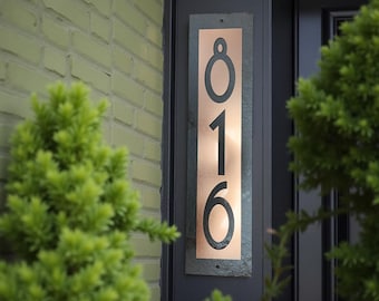 Personalized Craftsman House Number Plaque: Vertical Slate Address Sign