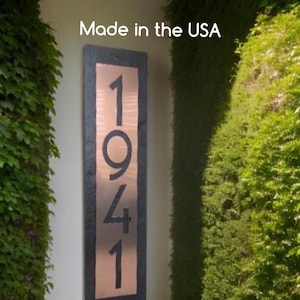 Personalized Craftsman House Number Plaque: Vertical Slate Address Sign