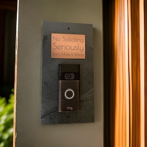 No Soliciting, Don’t Make It Weird, Slate Video Doorbell Mounting Plate, Choice of colors, 12” x 6”