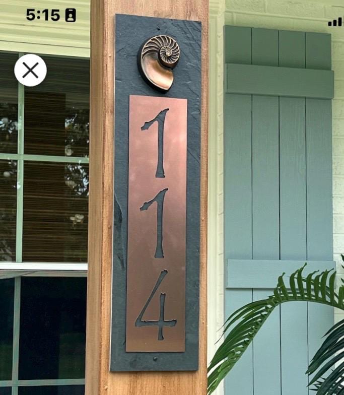 COASTAL Nautilus Shell House Numbers, Home Address Plaque, Copper & Slate, Vertical Sign
