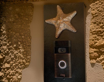 Coastal Vide Doorbell Slate Mounting Plate, Tropical Starfish, Choice of colors