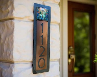 Craftsman Bungalow Dragonfly HOUSE NUMBERS, Vertical Home Address Plaque