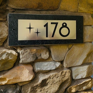 Mid Century Modern HOUSE NUMBERS Atomic Star Address Plaque