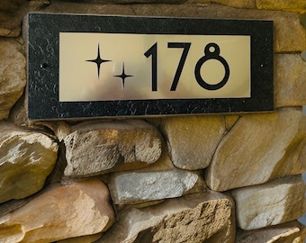 Mid Century Modern HOUSE NUMBERS Atomic Star Address Plaque