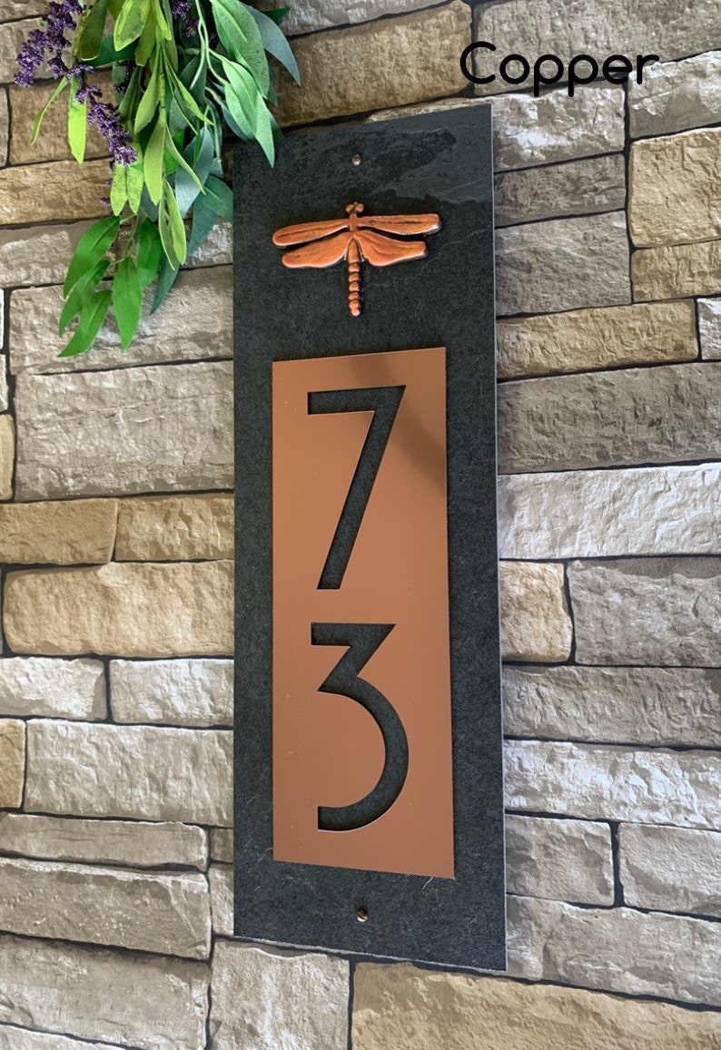 Personalized Gift, Dragonfly House Sign, Craftsman House Numbers image 4