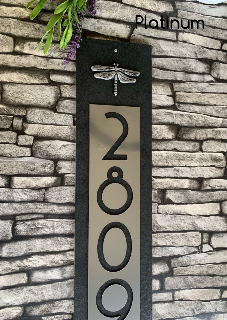 Modern Craftsman HOUSE NUMBERS Vertical Dragonfly Home Etsy