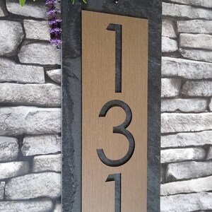 MID CENTURY Modern House Numbers, Vertical Home Address Plaque image 5