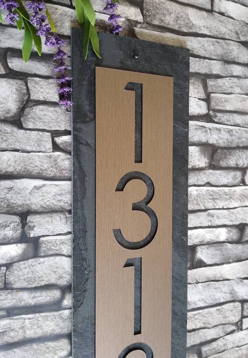 MID CENTURY Modern House Numbers, Vertical Home Address Plaque image 5