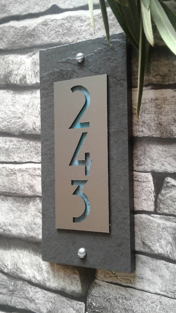 Modern House Numbers Sign Vertical Customized Address Plaque Etsy