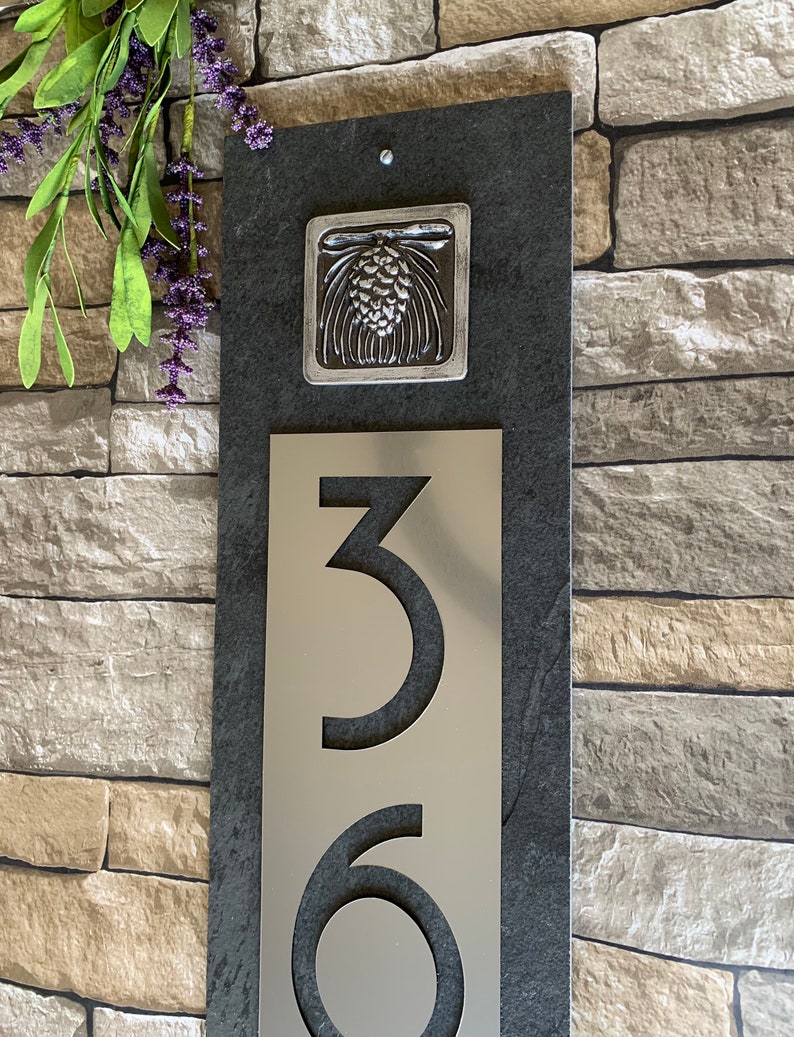 Modern Craftsman HOUSE NUMBERS Vertical Pinecone Home Address Etsy