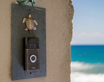 Video Doorbell Slate Mounting Plate, Coastal Sea Turtle, Choice of colors, for Ring 1 & 2, Ring Pro and Pro 2, Ring 3 and 4 and more