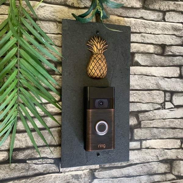 Video Doorbell Slate Mounting Plate, Tropical Pineapple, Choice of colors, for Ring 1 & 2, Ring 3 and 4 or Ring Pro and Pro 2 and more