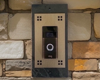 Slate Craftsman Four Square, Video Doorbell Slate Mounting Plate, Choice of colors, 12” x 6”