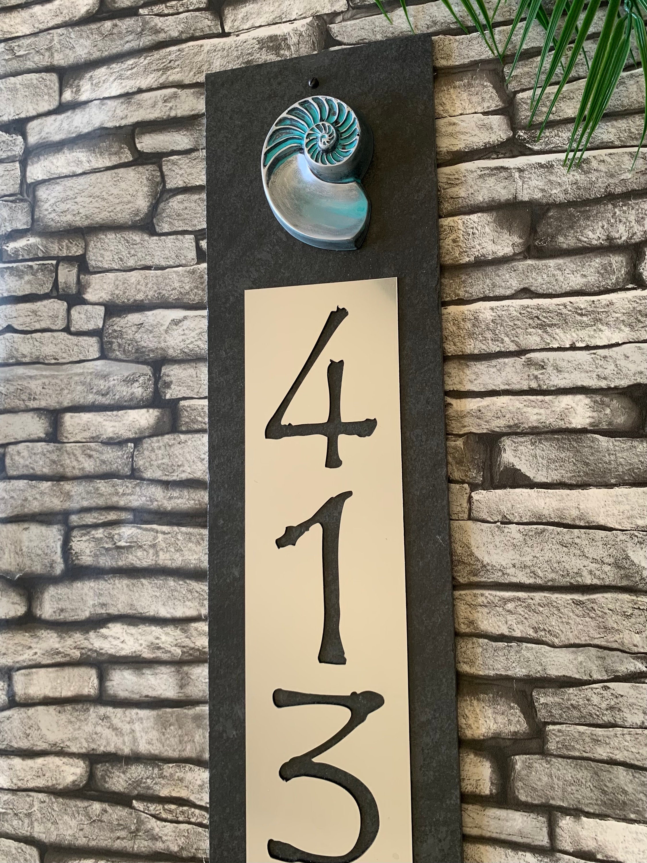 House Numbers Shells COASTAL Nautilus Shell House Numbers, Home Address Plaque, Copper ...
