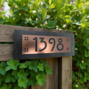Apartment, Condo Unit Numbers, Craftsman HOUSE NUMBERS, Hill House Mission Style Address Plaque, copper, Platinum or Bronze