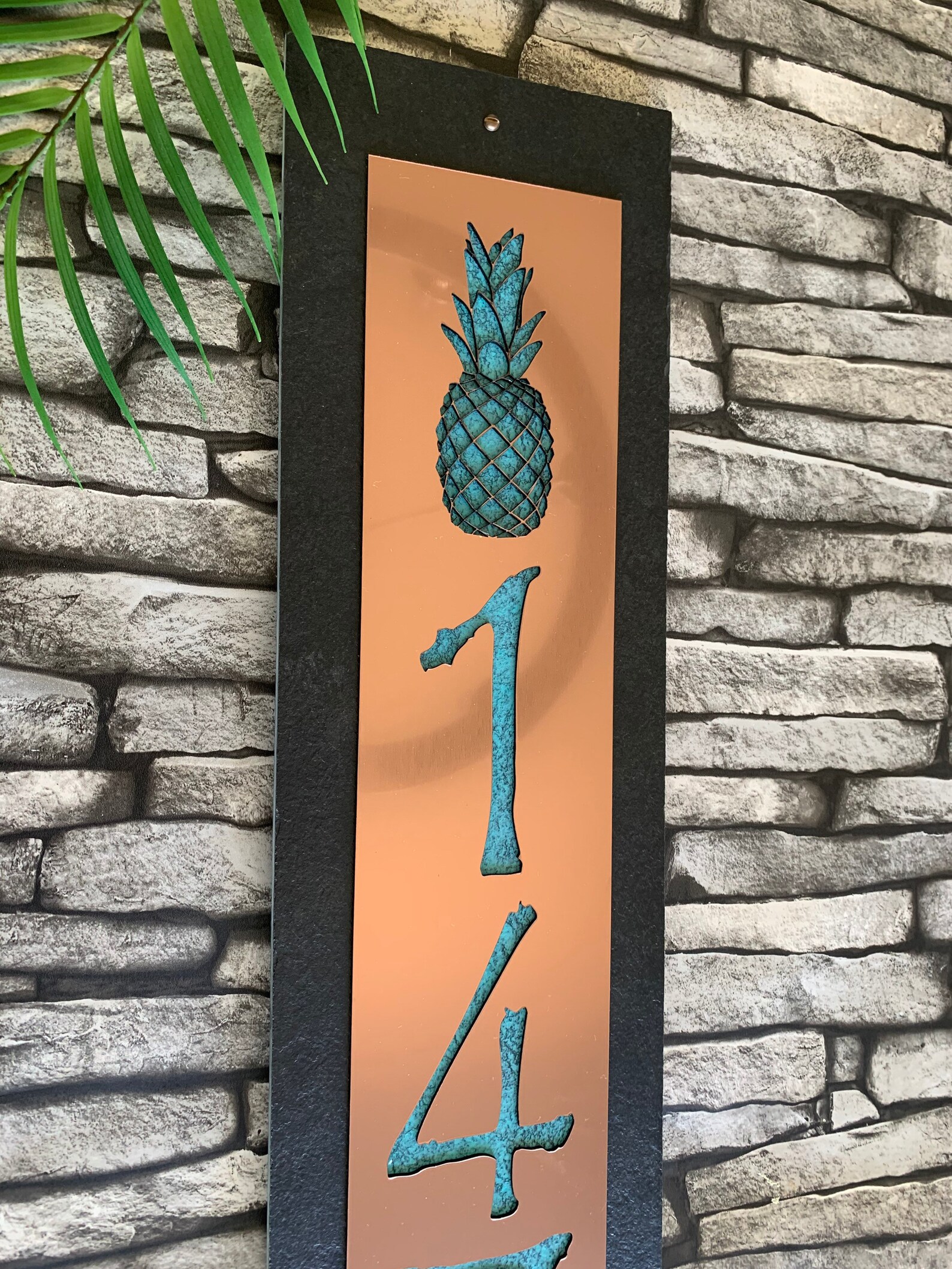 Tropical Pineapple Vertical House Numbers Aqua Blue & Slate Etsy